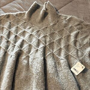 NWT Free People COZY Gray Textured Turtleneck Sweater SZ XL